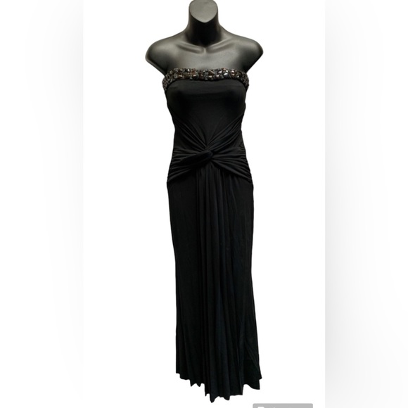 Mango Dresses & Skirts - MANGO Strapless Black Evening Gown/Prom Dress with Jewel Detail size XS